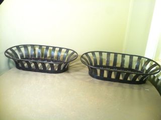 Vintage Heavy Wrought Iron Basket Planters Pair Mesa International 4lbs Each