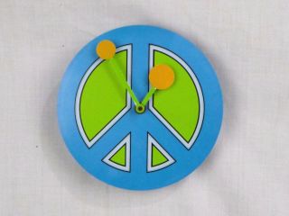 Vtg 60s 70s Mod Westclox Peace Time Wall Clock Turquoise Green Groovy