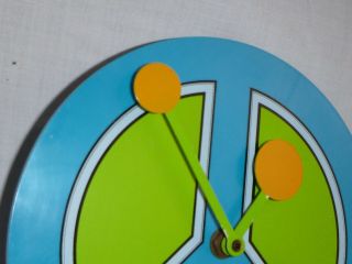 Vtg 60s 70s MOD Westclox Peace Time Wall Clock Turquoise Green Groovy 2