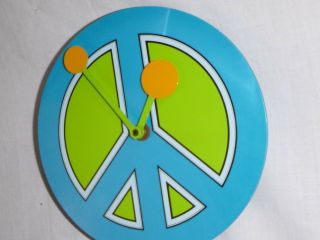 Vtg 60s 70s MOD Westclox Peace Time Wall Clock Turquoise Green Groovy 4