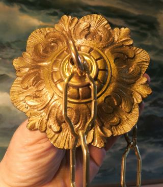 Antique Acanthus Brass Bronze Cap Canopy French Lamp Chandelier Part Vintage Sma