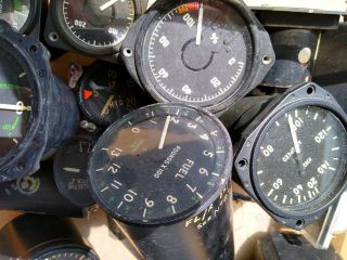 Box of vintage aircraft instrument gauges Radar altimeter,  VSI,  etc 3