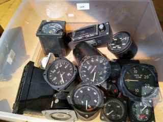 Box of vintage aircraft instrument gauges Radar altimeter,  VSI,  etc 4