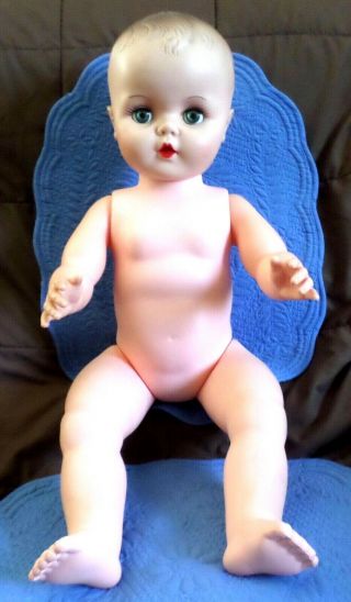 Vintage Apex 24 " Jointed Vinyl Plastic Drink & Wet Baby Doll Molded Hair 6x20 Ex