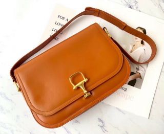 Vintage Eailatte Celine Leather Shoulder Bag Italy Rare Luxury