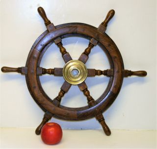 Vintage Ships Wheel Boat Sailboat Wood & Brass Wheel By London Nauticalia 19 "