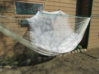 Large Vintage Rope Swing Hammock White Cotton Hanging Bed Fits 2 People