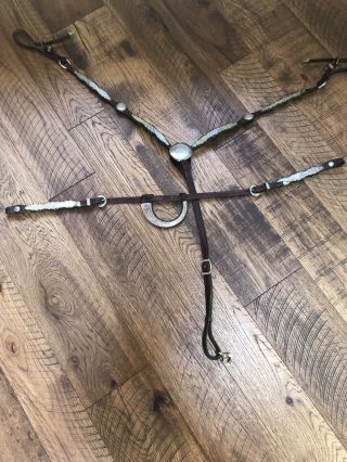 Vintage Stunning Silver Headstall And Breast Collar Marked Alpaca Mexico