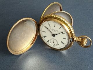 Rare 15j R/gold Gents Full Hunter Pocket Watch.  U S Watch Co Waltham.  Circa 1890.