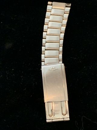 Vintage Mens Movado Stainless Steel Partial Band With Gf Gay Freres Clasp 1969