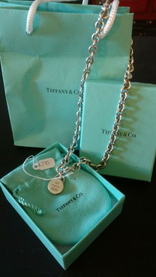 17 " Tiffany & Co Sterling Silver Necklace With Rare Round Lock