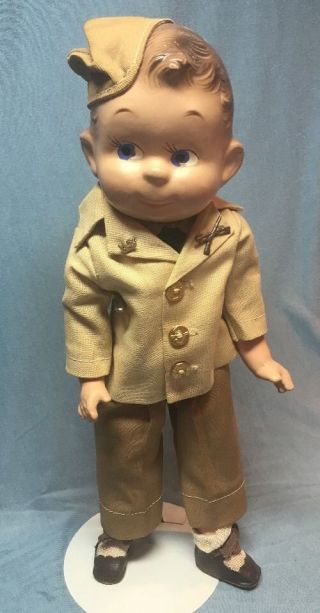 Rare 1930 1940s Ideal Composition Wwii Soldier Doll 13in Compo