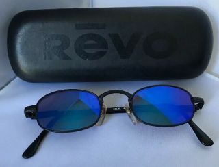 Nr Vintage Revo 1107/001 Cobra Sunglasses Blue Mirror Black Frame Euc Look