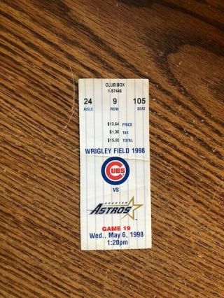 Kerry Wood 20 K Strikeout Game Ticket Stub May 6th 1998 Rare
