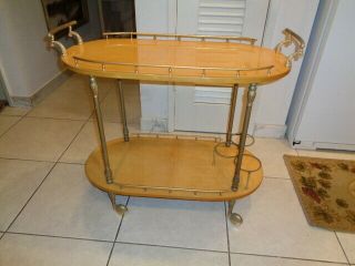 Vintage Italain Liquor/tea Cart With Brass Fixtures And Wheels (32 By 30 By 16 ")
