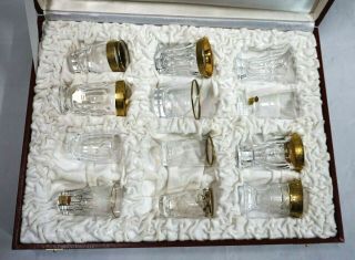 Vintage Moser Liquor Cordials Bar Glasses Set of 12 in Red Leather Case 3