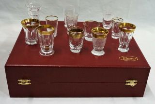 Vintage Moser Liquor Cordials Bar Glasses Set of 12 in Red Leather Case 6