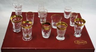 Vintage Moser Liquor Cordials Bar Glasses Set of 12 in Red Leather Case 7