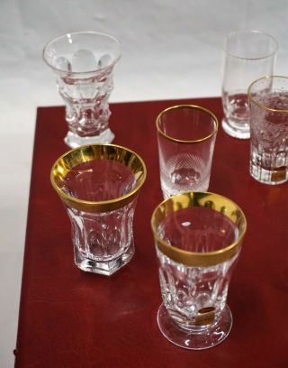 Vintage Moser Liquor Cordials Bar Glasses Set of 12 in Red Leather Case 8
