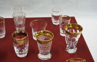 Vintage Moser Liquor Cordials Bar Glasses Set of 12 in Red Leather Case 9