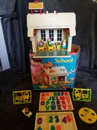 Vintage 1971 Fisher Price Little People Play Family School 923 W/original Box