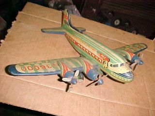 Vintage Pan American World Airway Dc - 7 Douglas Tin Toy Airplane