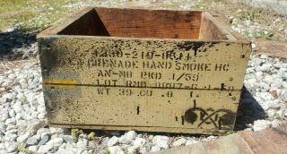 Vintage Us Army Hand Grenade Wooden Case Crate Ammo Box