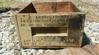 Vintage US Army Hand Grenade Wooden Case Crate Ammo Box 2