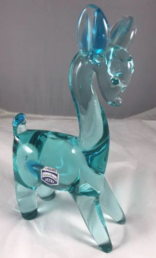 Vintage Murano Glass Blue Bubbles Deer By Antonio Da Ros For Cenedese
