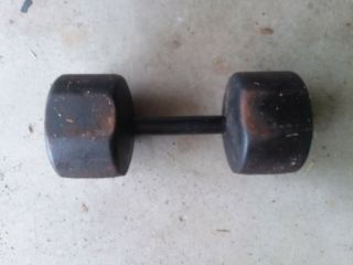 1 Vintage Rare Antique 55 lb Pound York Barbell Roundhead Dumbell Pre U.  S.  A. 2