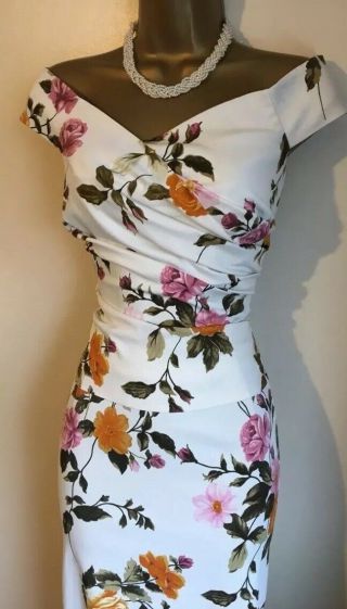 Gorgeous ❤️ Karen Millen Vintage White Floral Summer Skirt Top Size 8 10 Party
