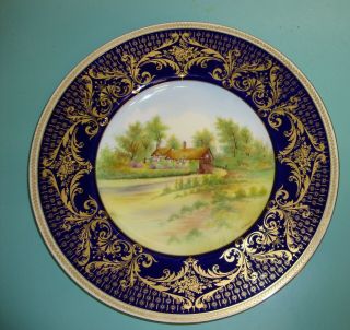 Antique Vintage Larg Shelley Cabinet Plate Signed Allen Of Ann Hathaways Cottage