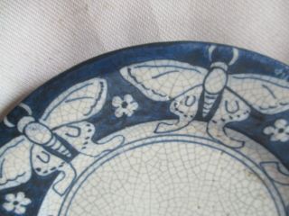 RARE,  Early & Dedham Pottery Arts & Crafts era MOTH plate: 2