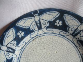 RARE,  Early & Dedham Pottery Arts & Crafts era MOTH plate: 4