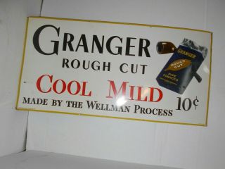 Vintage Collectible Granger Rough Cut Cool Mild Pipe Tobacco Advertising Sign