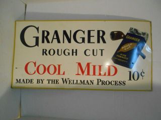 VINTAGE COLLECTIBLE GRANGER ROUGH CUT COOL MILD PIPE TOBACCO ADVERTISING SIGN 3