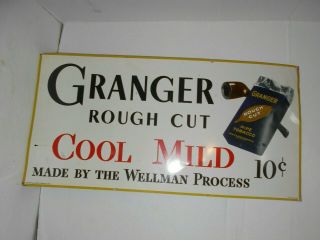 VINTAGE COLLECTIBLE GRANGER ROUGH CUT COOL MILD PIPE TOBACCO ADVERTISING SIGN 6