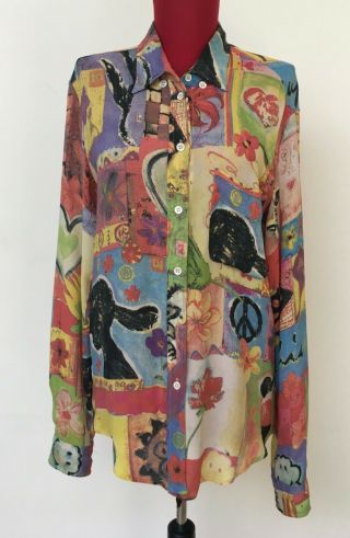 Moschino And Chic Vintage Print Blouse Size 44 / Us 10