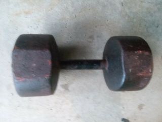 1 Vintage Rare Antique 45 lb Pound York Barbell Roundhead Dumbell Pre U.  S.  A. 2