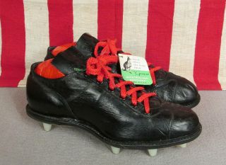 Vintage 1960s Wilson Black Kangaroo Leather Football Shoes Cleats Low Nos Sz.  6