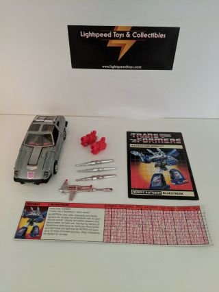 1984 Transformers G1 Bluestreak Action Figure Complete Hasbro.  Vintage