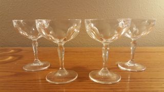 Set Of (4) Val St.  Lambert Vintage Crystal Champagne Glasses - " Osram " Pattern