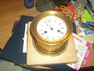 Rare Vintage Waterbury Clock Co.  Heavy Brass Ship 