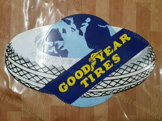 Goodyear Tires Globe Vintage Porcelain Sign 37 X 23 Inches