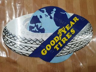 GOODYEAR TIRES GLOBE VINTAGE PORCELAIN SIGN 37 X 23 INCHES 3