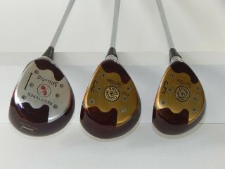 Vintage Spalding Top Flite Persimmon 1,  3,  And 5 Woods Golf Clubs 1980 