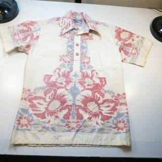 Vintage Rare Op Ocean Pacific Reverse Print Hawaiian Aloha 3 Button Shirt Sz M