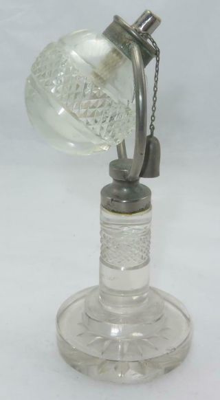 19th Century Cut Glass Miniature Swivel Ball Whale Oil Lamp Rare
