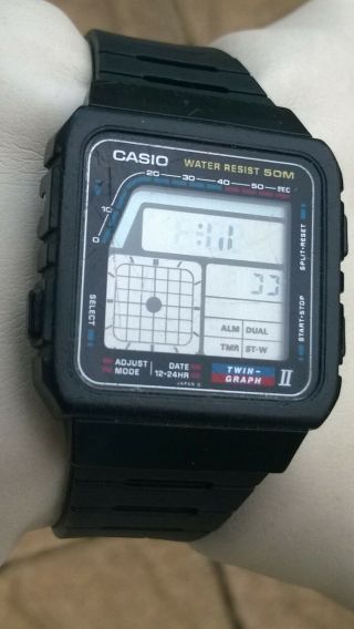 Casio Ae - 22w Twin Graph Ii Vintage Lcd Digital Watch - Not Currently Running Pro
