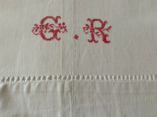Antique Vintage French Metis Linen Sheet Cross Stitch Ladder - Work And Mono Gr